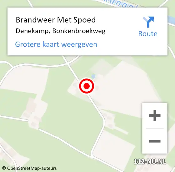 Locatie op kaart van de 112 melding: Brandweer Met Spoed Naar Denekamp, Bonkenbroekweg op 9 juli 2024 22:27