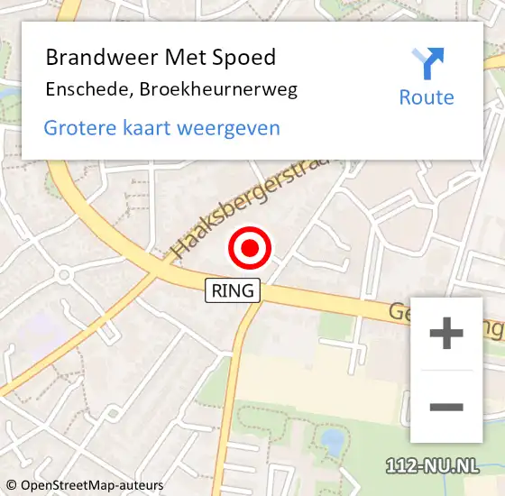 Locatie op kaart van de 112 melding: Brandweer Met Spoed Naar Enschede, Broekheurnerweg op 9 juli 2024 22:31