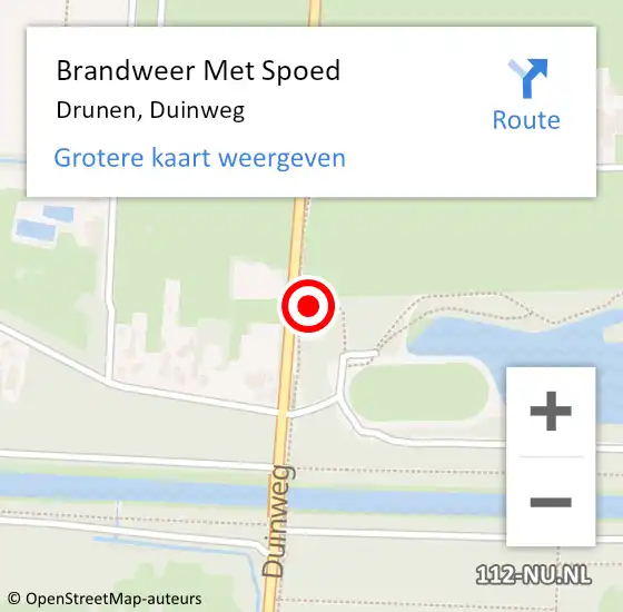 Locatie op kaart van de 112 melding: Brandweer Met Spoed Naar Drunen, Duinweg op 9 juli 2024 22:34