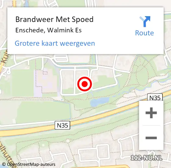 Locatie op kaart van de 112 melding: Brandweer Met Spoed Naar Enschede, Walmink Es op 9 juli 2024 22:39