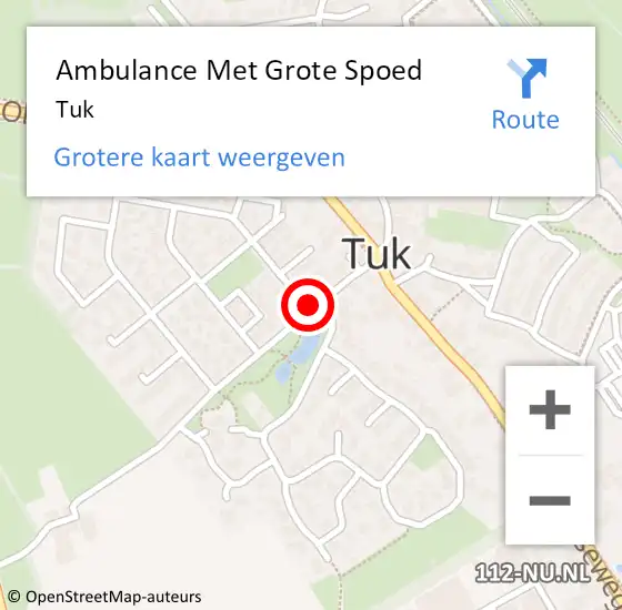 Locatie op kaart van de 112 melding: Ambulance Met Grote Spoed Naar Tuk op 9 juli 2024 22:44