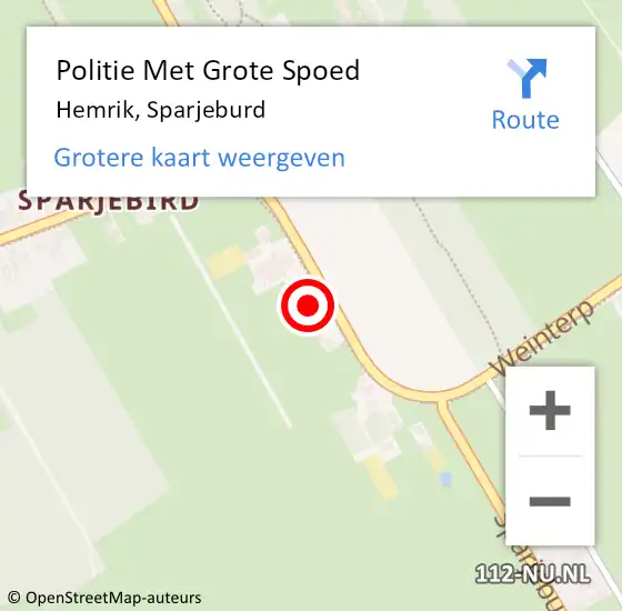 Locatie op kaart van de 112 melding: Politie Met Grote Spoed Naar Hemrik, Sparjeburd op 9 juli 2024 22:56