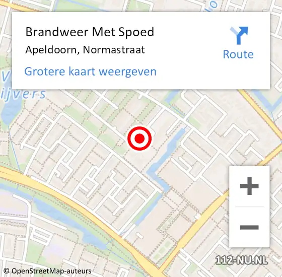Locatie op kaart van de 112 melding: Brandweer Met Spoed Naar Apeldoorn, Normastraat op 12 oktober 2014 14:55
