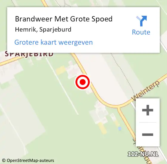 Locatie op kaart van de 112 melding: Brandweer Met Grote Spoed Naar Hemrik, Sparjeburd op 9 juli 2024 22:58