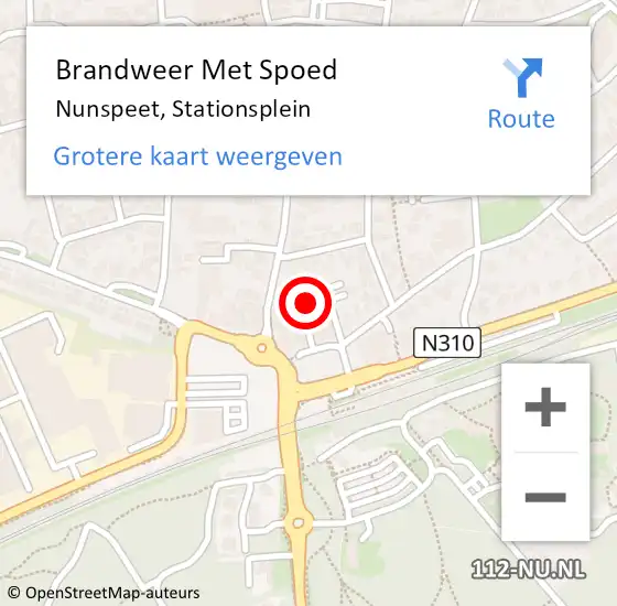 Locatie op kaart van de 112 melding: Brandweer Met Spoed Naar Nunspeet, Stationsplein op 9 juli 2024 23:13