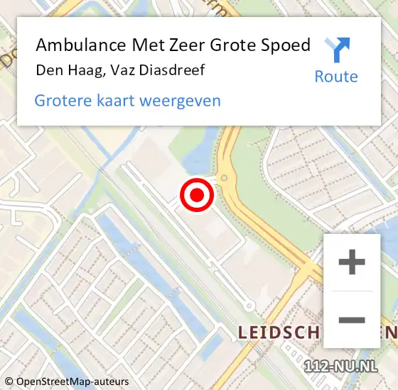 Locatie op kaart van de 112 melding: Ambulance Met Zeer Grote Spoed Naar Den Haag, Vaz Diasdreef op 9 juli 2024 23:16