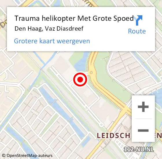 Locatie op kaart van de 112 melding: Trauma helikopter Met Grote Spoed Naar Den Haag, Vaz Diasdreef op 9 juli 2024 23:17