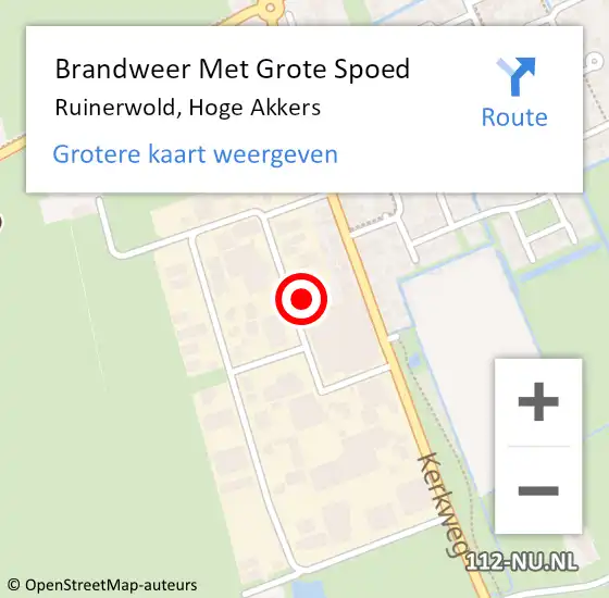 Locatie op kaart van de 112 melding: Brandweer Met Grote Spoed Naar Ruinerwold, Hoge Akkers op 9 juli 2024 23:31