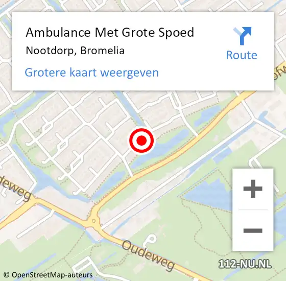 Locatie op kaart van de 112 melding: Ambulance Met Grote Spoed Naar Nootdorp, Bromelia op 9 juli 2024 23:36