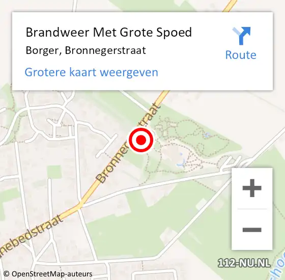 Locatie op kaart van de 112 melding: Brandweer Met Grote Spoed Naar Borger, Bronnegerstraat op 10 juli 2024 00:02