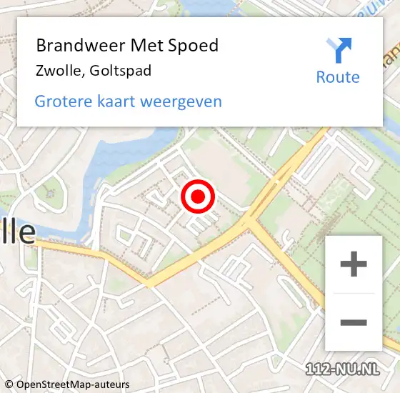 Locatie op kaart van de 112 melding: Brandweer Met Spoed Naar Zwolle, Goltspad op 10 juli 2024 00:10