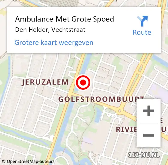 Locatie op kaart van de 112 melding: Ambulance Met Grote Spoed Naar Den Helder, Vechtstraat op 10 juli 2024 00:35