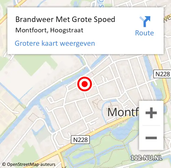 Locatie op kaart van de 112 melding: Brandweer Met Grote Spoed Naar Montfoort, Hoogstraat op 10 juli 2024 00:40