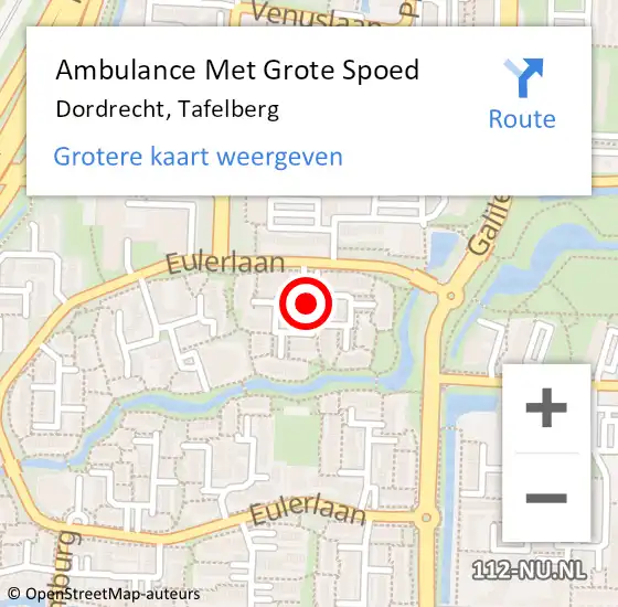 Locatie op kaart van de 112 melding: Ambulance Met Grote Spoed Naar Dordrecht, Tafelberg op 10 juli 2024 01:12