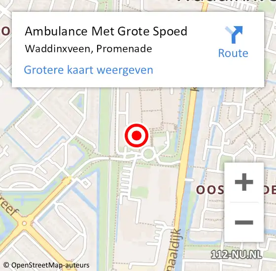 Locatie op kaart van de 112 melding: Ambulance Met Grote Spoed Naar Waddinxveen, Promenade op 10 juli 2024 01:14