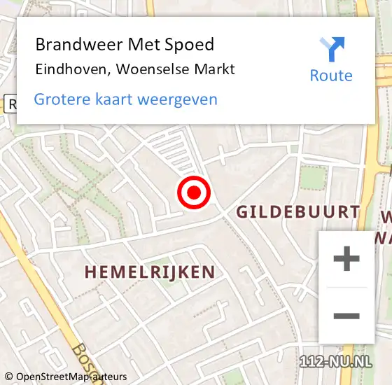 Locatie op kaart van de 112 melding: Brandweer Met Spoed Naar Eindhoven, Woenselse Markt op 10 juli 2024 01:43