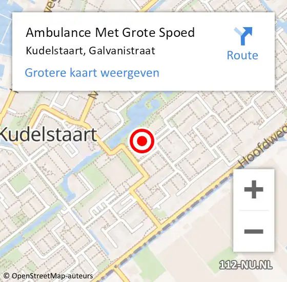 Locatie op kaart van de 112 melding: Ambulance Met Grote Spoed Naar Kudelstaart, Galvanistraat op 10 juli 2024 02:08