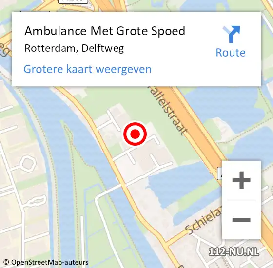 Locatie op kaart van de 112 melding: Ambulance Met Grote Spoed Naar Rotterdam, Delftweg op 10 juli 2024 02:15