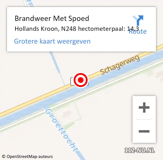 Locatie op kaart van de 112 melding: Brandweer Met Spoed Naar Hollands Kroon, N248 hectometerpaal: 14,3 op 10 juli 2024 02:31