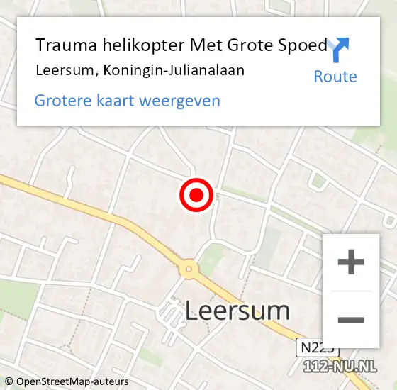 Locatie op kaart van de 112 melding: Trauma helikopter Met Grote Spoed Naar Leersum, Koningin-Julianalaan op 10 juli 2024 02:58