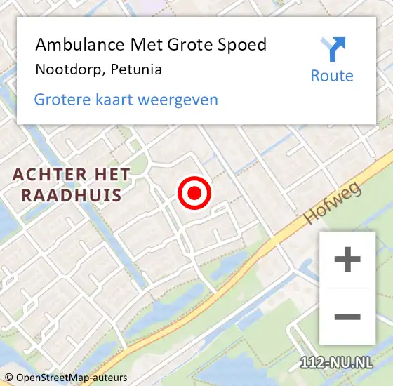 Locatie op kaart van de 112 melding: Ambulance Met Grote Spoed Naar Nootdorp, Petunia op 10 juli 2024 03:26