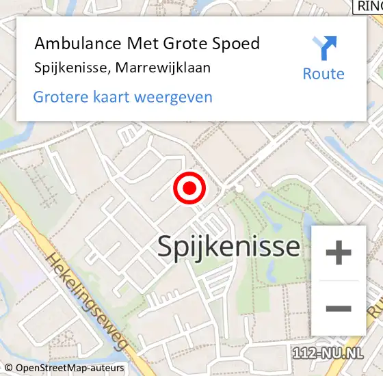 Locatie op kaart van de 112 melding: Ambulance Met Grote Spoed Naar Spijkenisse, Marrewijklaan op 10 juli 2024 04:31