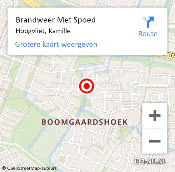 Locatie op kaart van de 112 melding: Brandweer Met Spoed Naar Hoogvliet, Kamille op 10 juli 2024 04:35