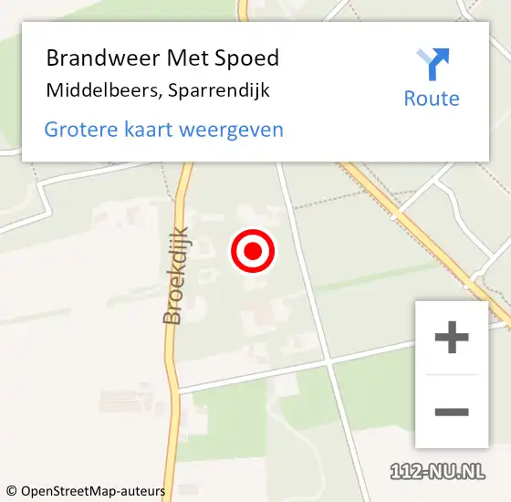 Locatie op kaart van de 112 melding: Brandweer Met Spoed Naar Middelbeers, Sparrendijk op 10 juli 2024 05:27