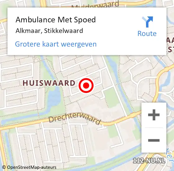 Locatie op kaart van de 112 melding: Ambulance Met Spoed Naar Alkmaar, Stikkelwaard op 10 juli 2024 05:40