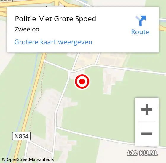 Locatie op kaart van de 112 melding: Politie Met Grote Spoed Naar Zweeloo op 10 juli 2024 06:49