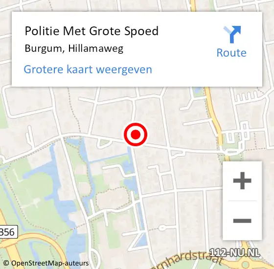 Locatie op kaart van de 112 melding: Politie Met Grote Spoed Naar Burgum, Hillamaweg op 10 juli 2024 06:49