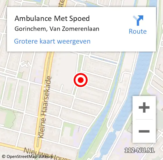 Locatie op kaart van de 112 melding: Ambulance Met Spoed Naar Gorinchem, Van Zomerenlaan op 10 juli 2024 07:09