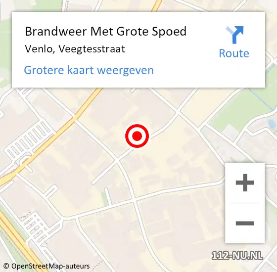 Locatie op kaart van de 112 melding: Brandweer Met Grote Spoed Naar Venlo, Veegtesstraat op 10 juli 2024 07:21