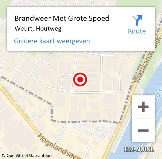 Locatie op kaart van de 112 melding: Brandweer Met Grote Spoed Naar Weurt, Houtweg op 10 juli 2024 07:26