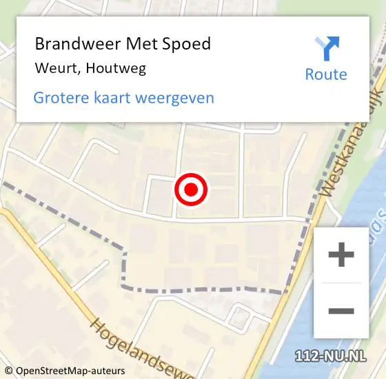 Locatie op kaart van de 112 melding: Brandweer Met Spoed Naar Weurt, Houtweg op 10 juli 2024 08:22