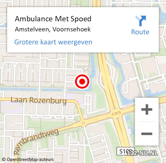 Locatie op kaart van de 112 melding: Ambulance Met Spoed Naar Amstelveen, Voornsehoek op 10 juli 2024 08:28