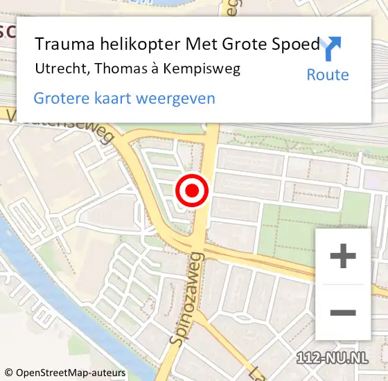 Locatie op kaart van de 112 melding: Trauma helikopter Met Grote Spoed Naar Utrecht, Thomas à Kempisweg op 10 juli 2024 08:57