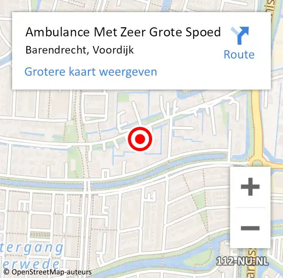 Locatie op kaart van de 112 melding: Ambulance Met Zeer Grote Spoed Naar Barendrecht, Voordijk op 10 juli 2024 09:01