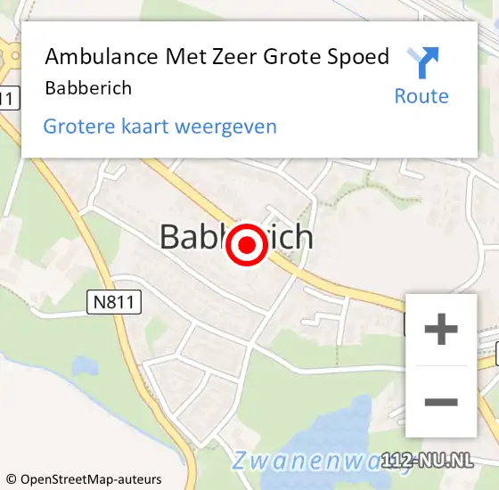 Locatie op kaart van de 112 melding: Ambulance Met Zeer Grote Spoed Naar Babberich op 10 juli 2024 09:02