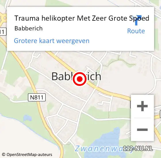 Locatie op kaart van de 112 melding: Trauma helikopter Met Zeer Grote Spoed Naar Babberich op 10 juli 2024 09:05