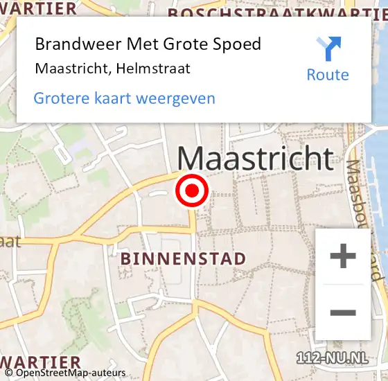 Locatie op kaart van de 112 melding: Brandweer Met Grote Spoed Naar Maastricht, Helmstraat op 10 juli 2024 09:13