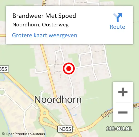 Locatie op kaart van de 112 melding: Brandweer Met Spoed Naar Noordhorn, Oosterweg op 10 juli 2024 09:17