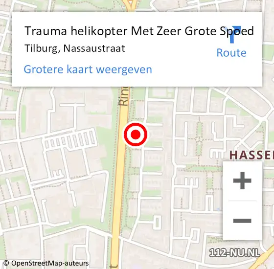 Locatie op kaart van de 112 melding: Trauma helikopter Met Zeer Grote Spoed Naar Tilburg, Nassaustraat op 10 juli 2024 09:27