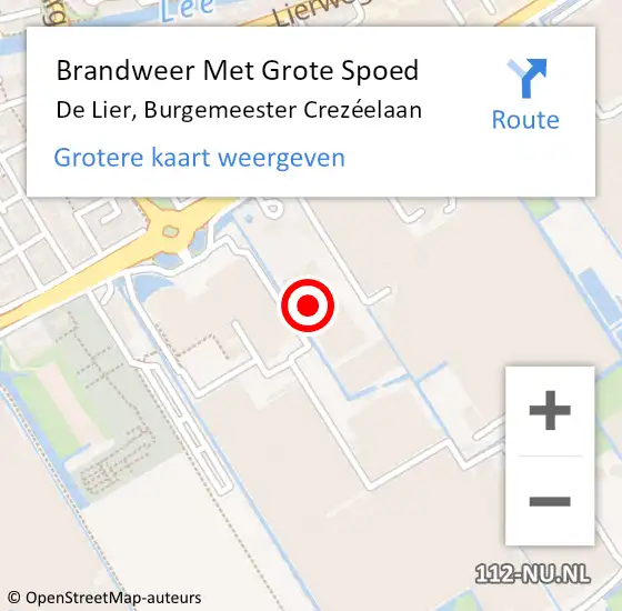 Locatie op kaart van de 112 melding: Brandweer Met Grote Spoed Naar De Lier, Burgemeester Crezéelaan op 10 juli 2024 09:40