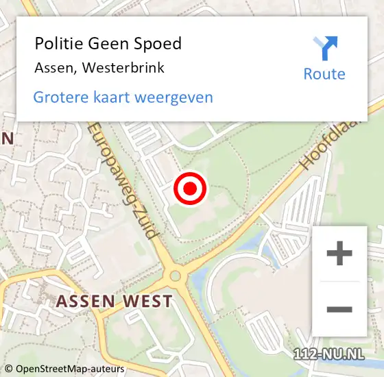 Locatie op kaart van de 112 melding: Politie Geen Spoed Naar Assen, Westerbrink op 10 juli 2024 09:41