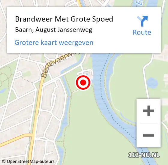 Locatie op kaart van de 112 melding: Brandweer Met Grote Spoed Naar Baarn, August Janssenweg op 10 juli 2024 09:46