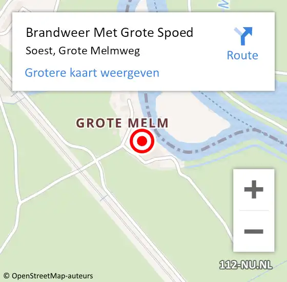 Locatie op kaart van de 112 melding: Brandweer Met Grote Spoed Naar Soest, Grote Melmweg op 10 juli 2024 09:51