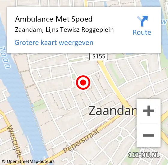 Locatie op kaart van de 112 melding: Ambulance Met Spoed Naar Zaandam, Lijns Tewisz Roggeplein op 10 juli 2024 09:51