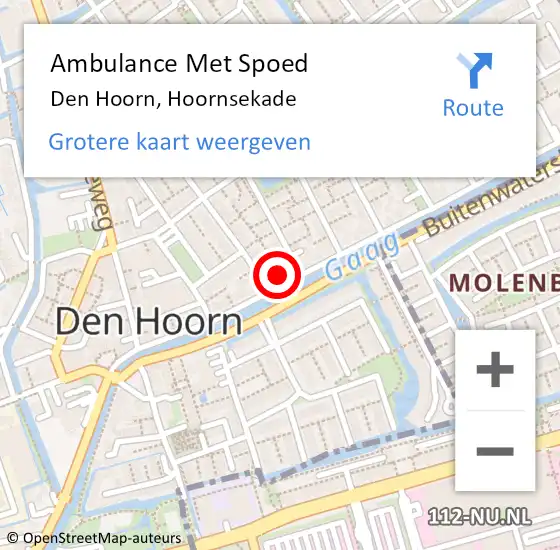 Locatie op kaart van de 112 melding: Ambulance Met Spoed Naar Den Hoorn, Hoornsekade op 10 juli 2024 10:01