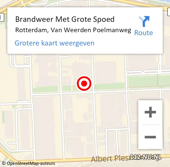 Locatie op kaart van de 112 melding: Brandweer Met Grote Spoed Naar Rotterdam, Van Weerden Poelmanweg op 10 juli 2024 10:03